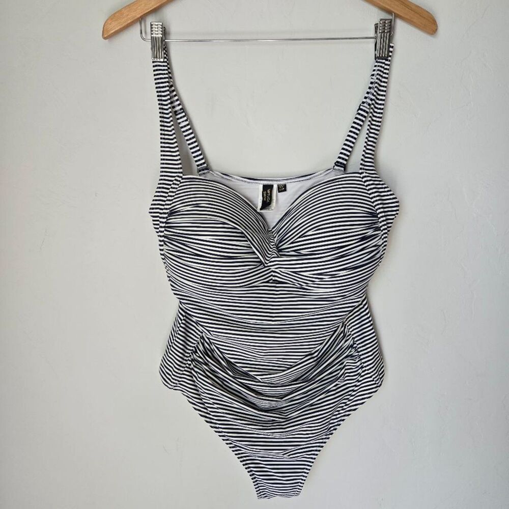 Nip Tuck Nautical Stripe Ruched One-Piece Swimsuit